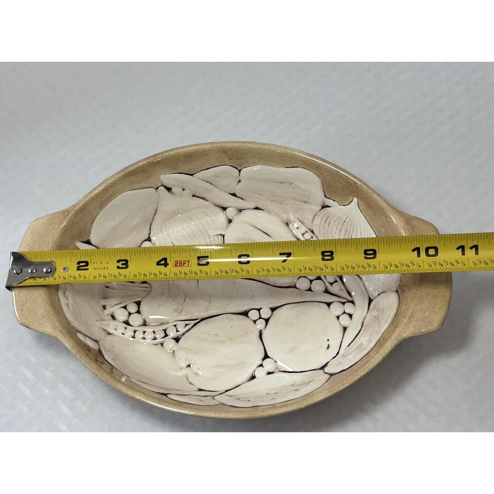 Vintage Holland Mold Ceramic Mixed Vegetables Serving Dish Oval Casserole Emboss - Picture 8 of 10